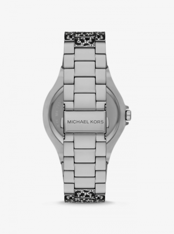 Michael Kors Oversized Lennox Animal Pavé Silver-Tone Watch