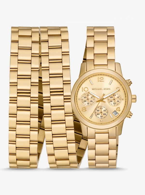 Michael Kors Runway 18K Gold-Plated Stainless Steel Triple Wrap Watch