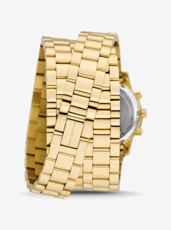 Michael Kors Runway 18K Gold-Plated Stainless Steel Triple Wrap Watch