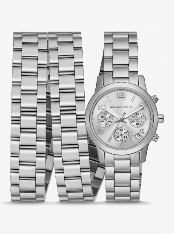 Michael Kors Runway Rhodium-Plated Stainless Steel Triple Wrap Watch