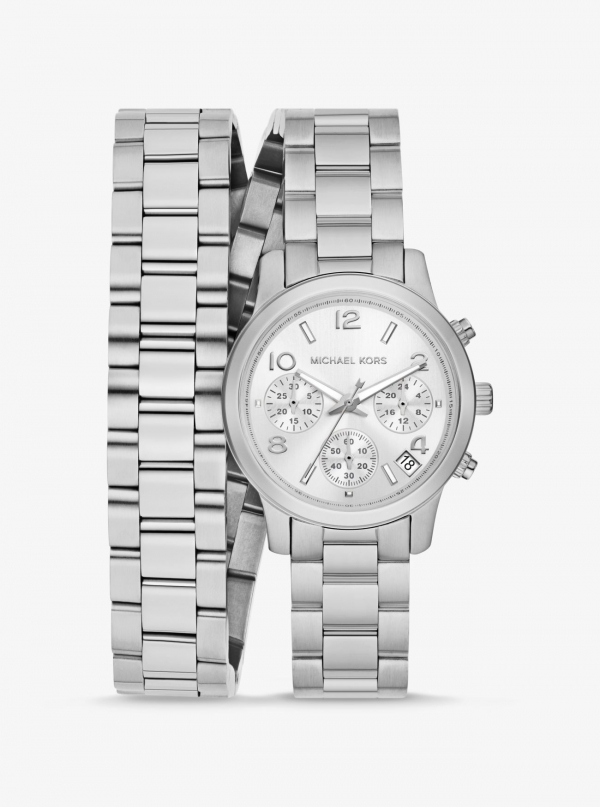 Michael Kors Runway Silver-Tone Wrap Watch