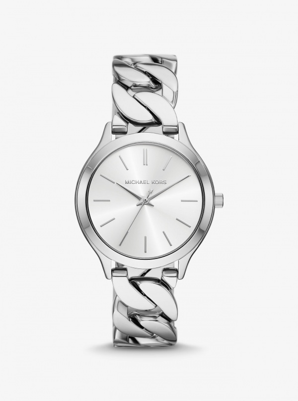 Michael Kors Slim Runway Silver-Tone Curb-Link Watch
