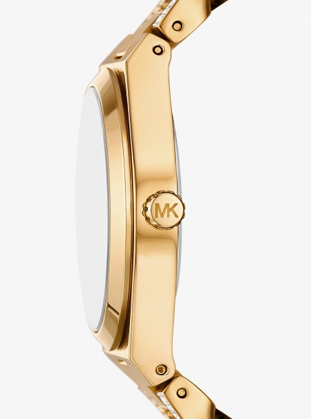 Michael Kors Lennox Pavé Gold-Tone Curb-Link Watch