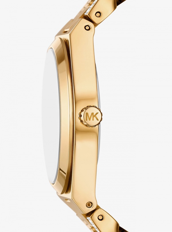 Michael Kors Lennox Pavé Gold-Tone Curb-Link Watch