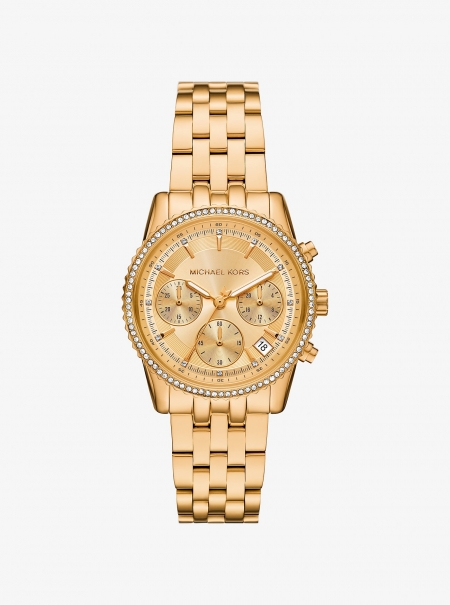 Michael Kors Mini Bryant Pavé Gold-Tone Watch