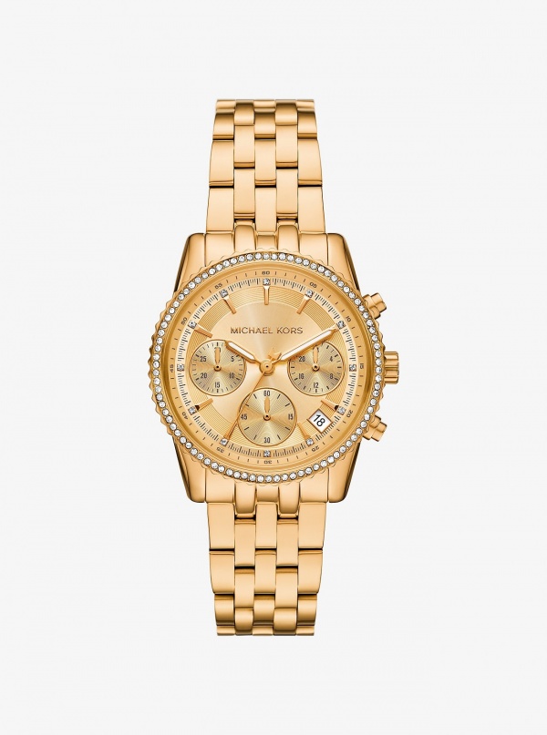 Michael Kors Mini Bryant Pavé Gold-Tone Watch
