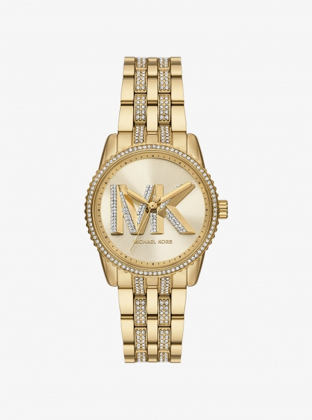 Michael Kors Mini Bryant Pavé Logo Gold-Tone Watch