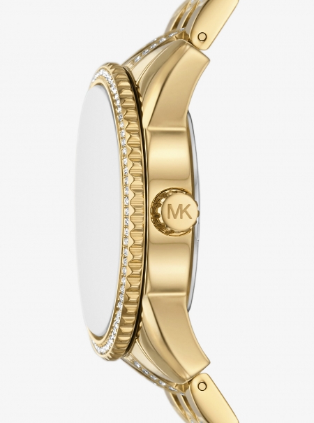 Michael Kors Mini Bryant Pavé Logo Gold-Tone Watch