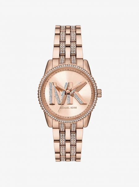Michael Kors Mini Bryant Pavé Logo Rose Gold-Tone Watch
