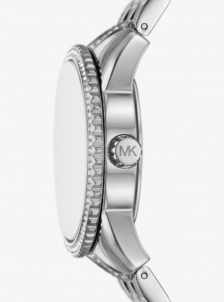 Michael Kors Mini Bryant Pavé Logo Silver-Tone Watch