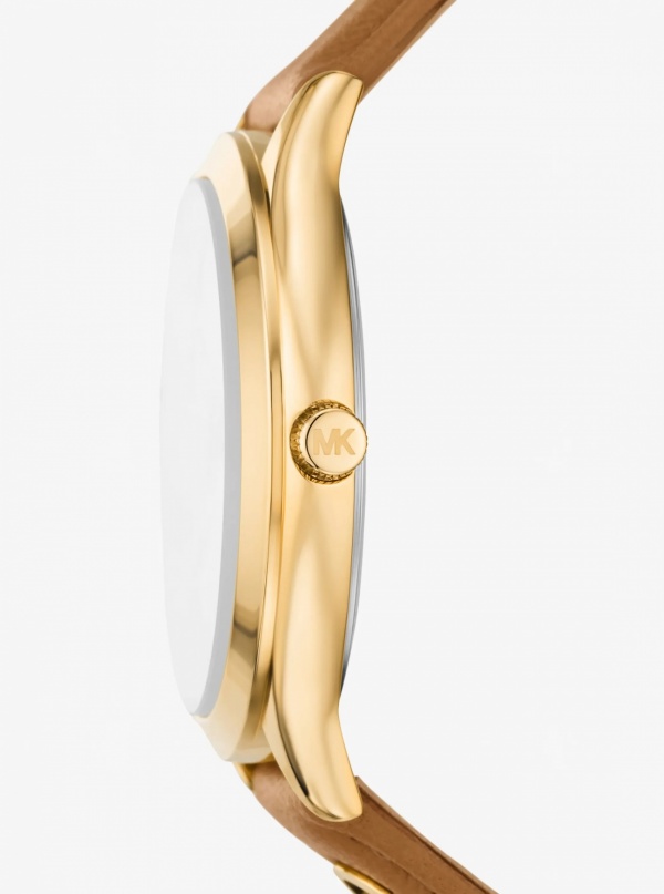 Michael Kors Slim Runway Gold-Tone and Leather Watch