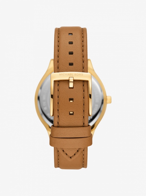 Michael Kors Slim Runway Gold-Tone and Leather Watch