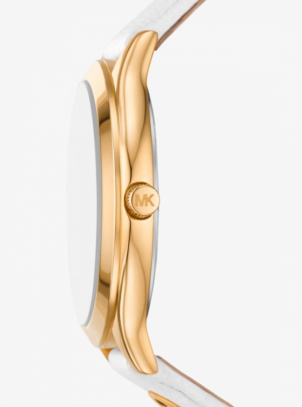 Michael Kors Slim Runway Gold-Tone and Leather Watch