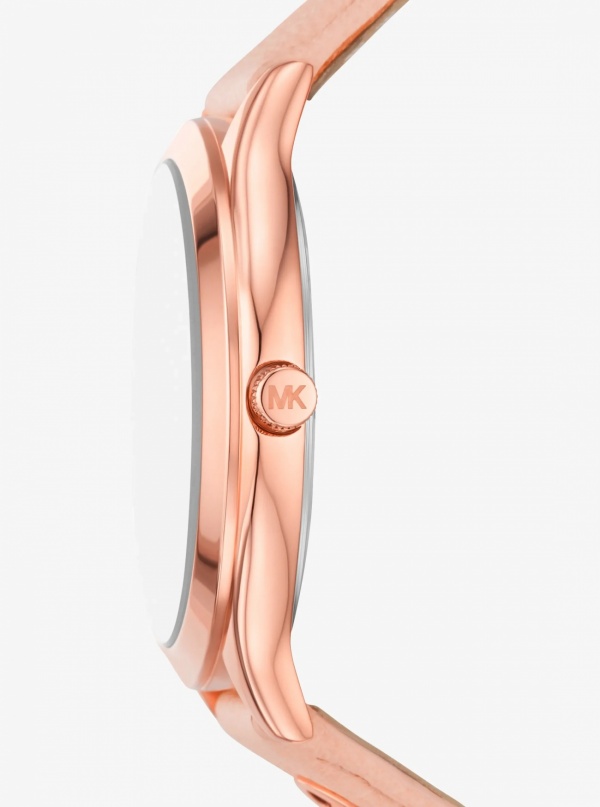 Michael Kors Slim Runway Rose Gold-Tone and Leather Watch