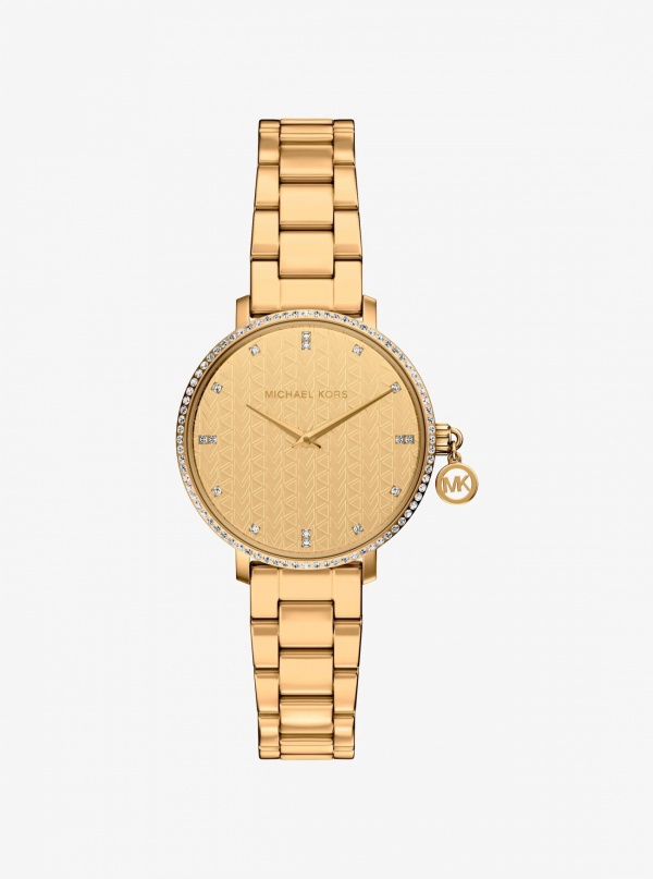Michael Kors Mini Pyper Pavé Gold-Tone Watch