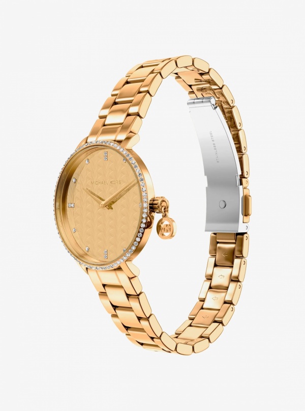 Michael Kors Mini Pyper Pavé Gold-Tone Watch