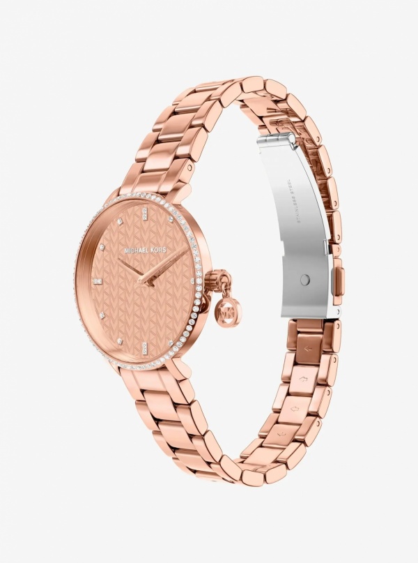 Michael Kors Mini Pyper Pavé Rose Gold-Tone Watch