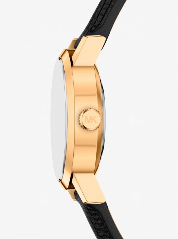 Michael Kors Petite Maude Gold-Tone and Lizard Embossed Leather Watch