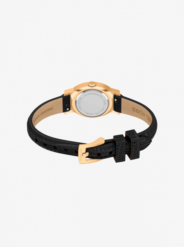 Michael Kors Petite Maude Gold-Tone and Lizard Embossed Leather Watch