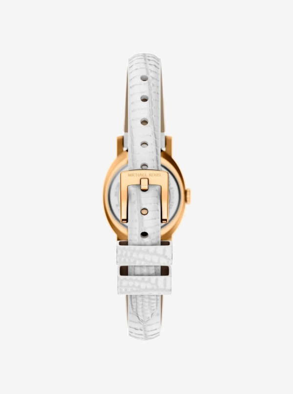 Michael Kors Petite Maude Gold-Tone and Lizard Embossed Leather Watch