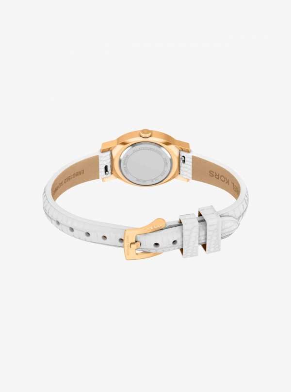 Michael Kors Petite Maude Gold-Tone and Lizard Embossed Leather Watch