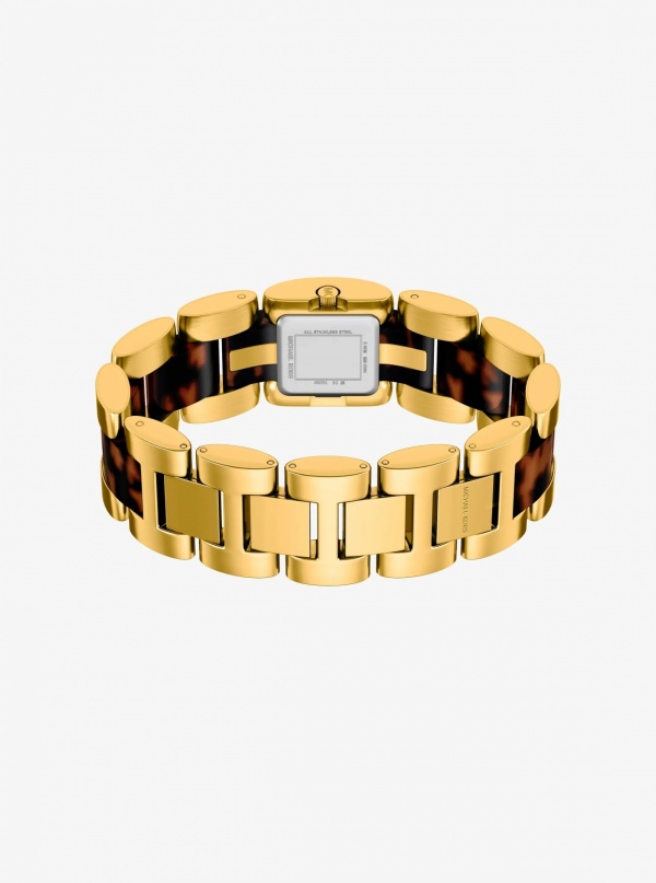 Michael Kors Petite Darrington Gold-Tone and Tortoiseshell Acetate Watch