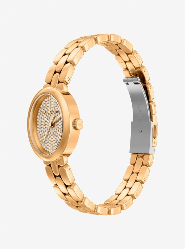 Michael Kors Petite Maude Gold-Tone Watch and Pavé Bangle Jewelry Gift Set