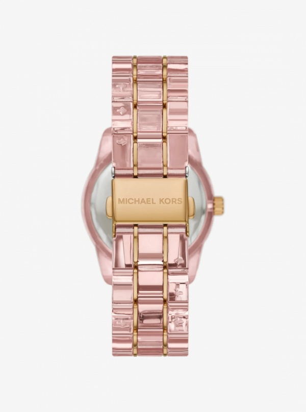 Michael Kors Bryant Pavé Pink-Tone and Acetate Watch