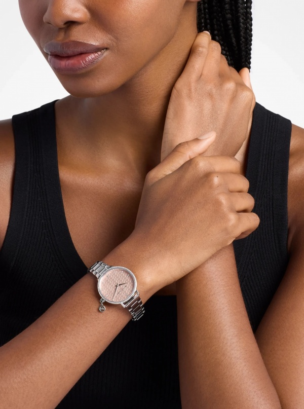 Michael Kors Mini Pyper Pavé Silver-Tone Watch