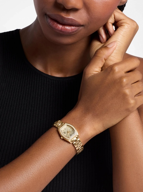 Michael Kors Petite Chelsea Pavé Gold-Tone Watch