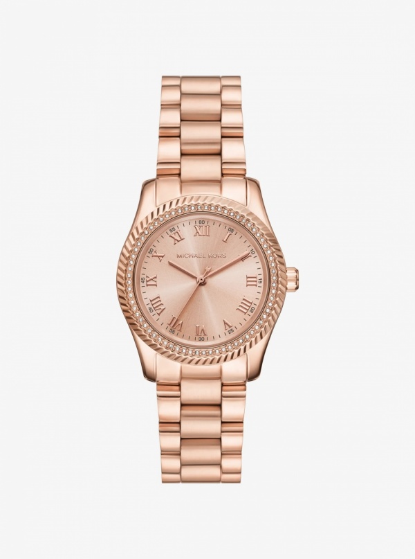 Michael Kors Mini Lexington Pavé Rose Gold-Tone Watch