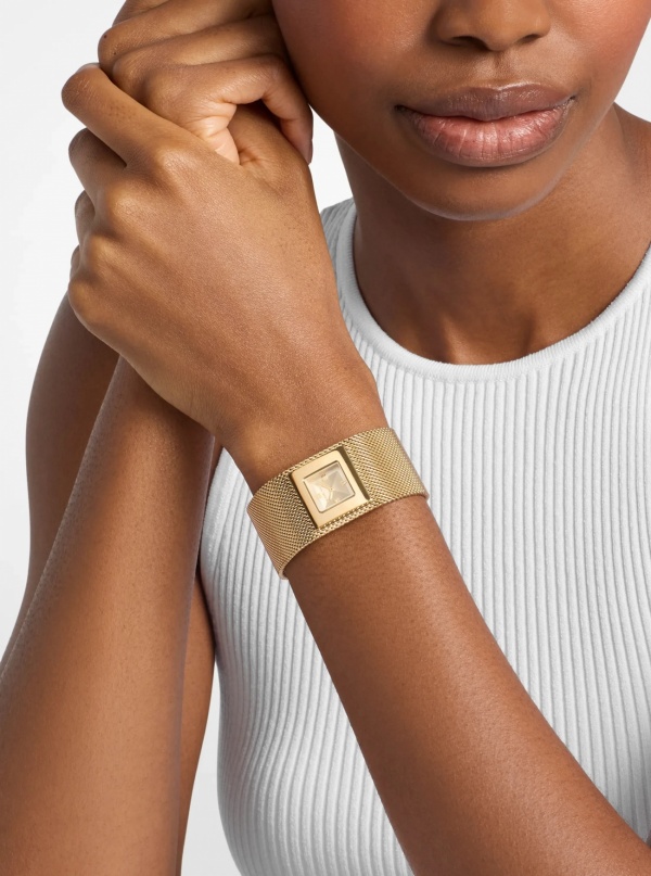 Michael Kors Petite Georgie Gold-Tone Mesh Watch