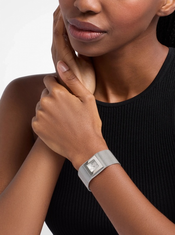Michael Kors Georgie Petite Silver-Tone Mesh Watch