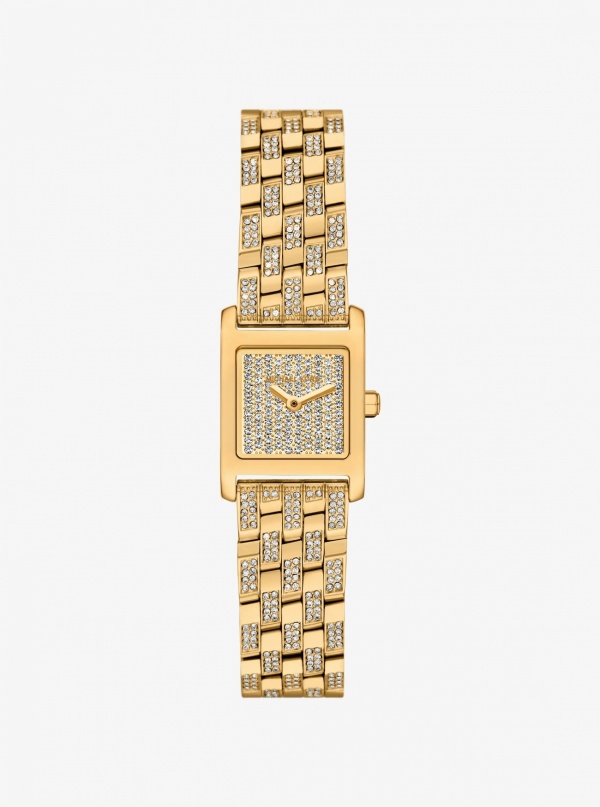 Michael Kors Micro Georgie Pavé Gold-Tone Watch