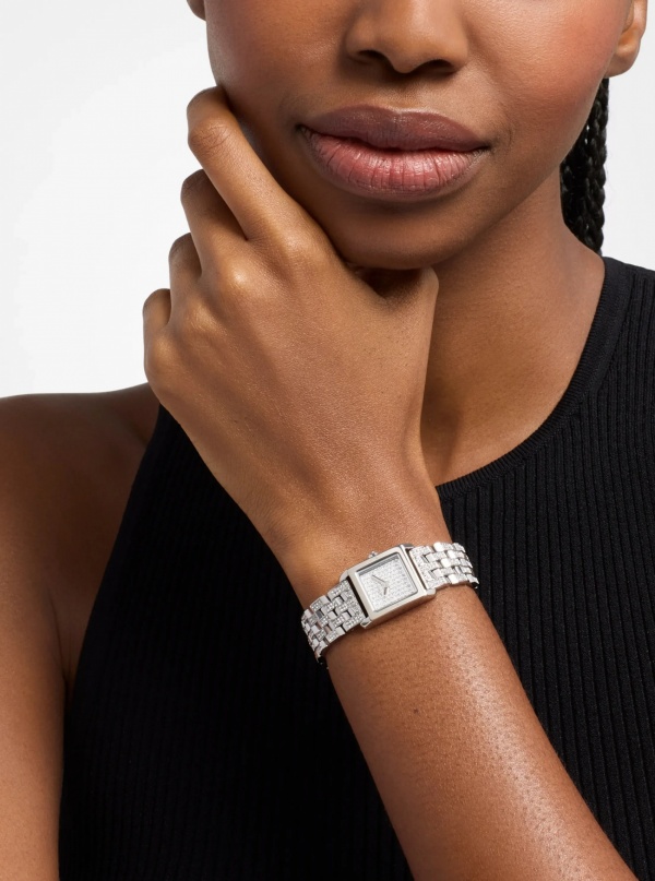 Michael Kors Micro Georgie Pavé Silver-Tone Watch