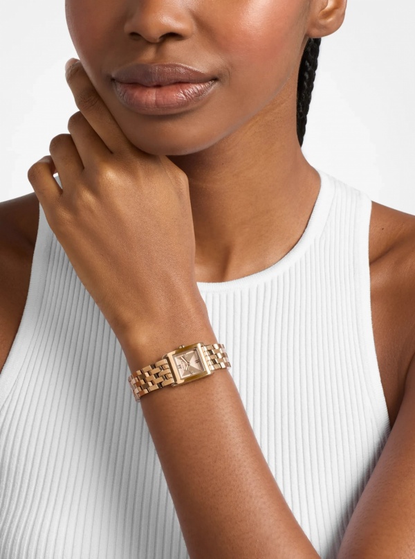 Michael Kors Micro Georgie Beige Gold-Tone Watch