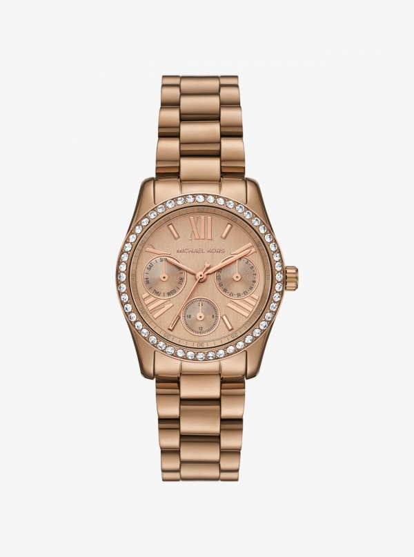 Michael Kors Mini Lexington Pavé Brushed Beige Gold-Tone Watch