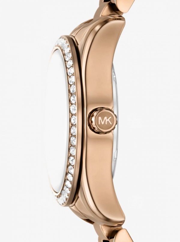 Michael Kors Mini Lexington Pavé Brushed Beige Gold-Tone Watch