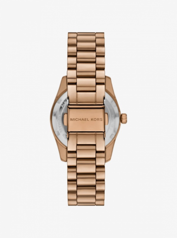 Michael Kors Mini Lexington Pavé Brushed Beige Gold-Tone Watch