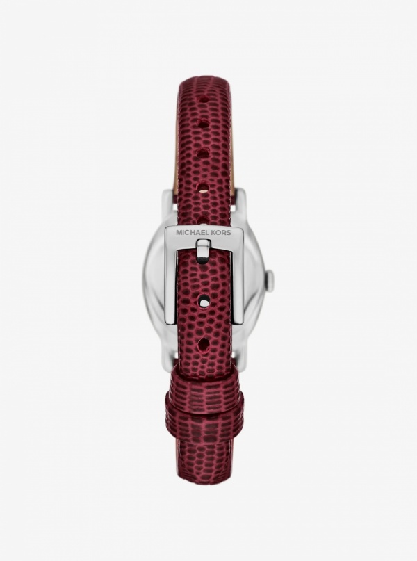 Michael Kors Petite Maude Silver-Tone and Lizard Embossed Leather Watch