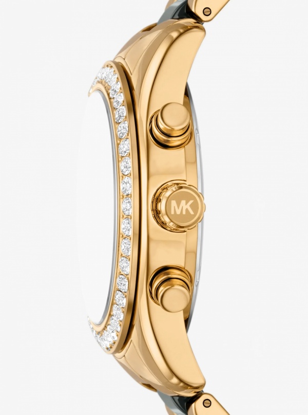 Michael Kors Lexington Pavé Gold-Tone and Ceramic Watch