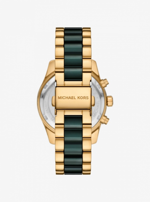 Michael Kors Lexington Pavé Gold-Tone and Ceramic Watch
