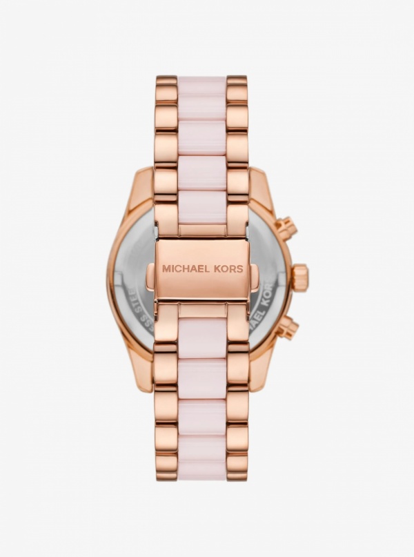 Michael Kors Lexington Pavé Pink-Tone and Ceramic Watch