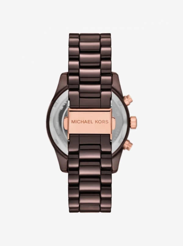 Michael Kors Lexington Pavé Brown-Tone Ceramic Watch