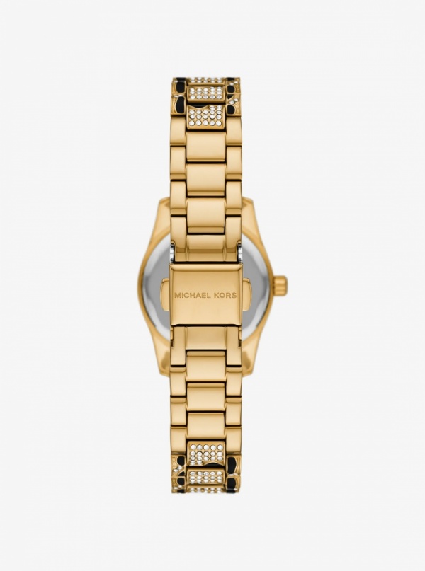 Michael Kors Petite Lexington Pavé Animal Print Gold-Tone Watch