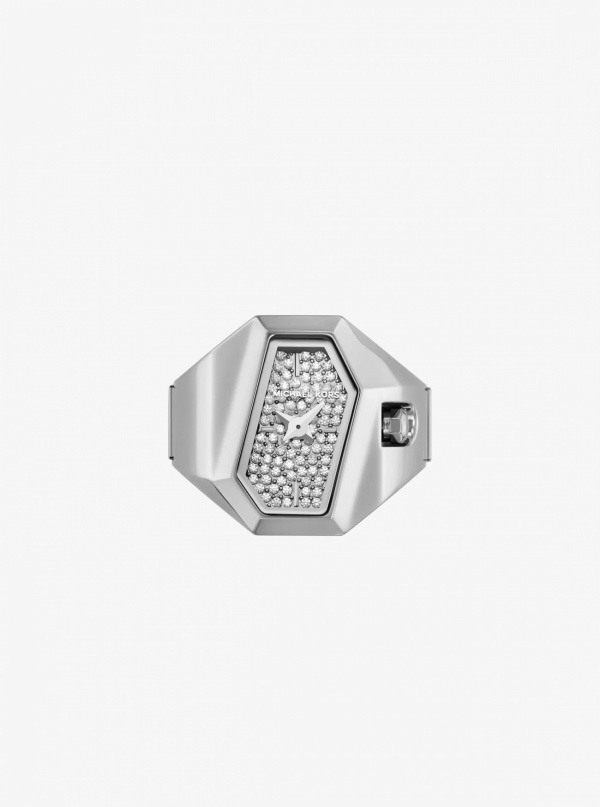 Michael Kors Suri Pavé Silver-Tone Ring Watch