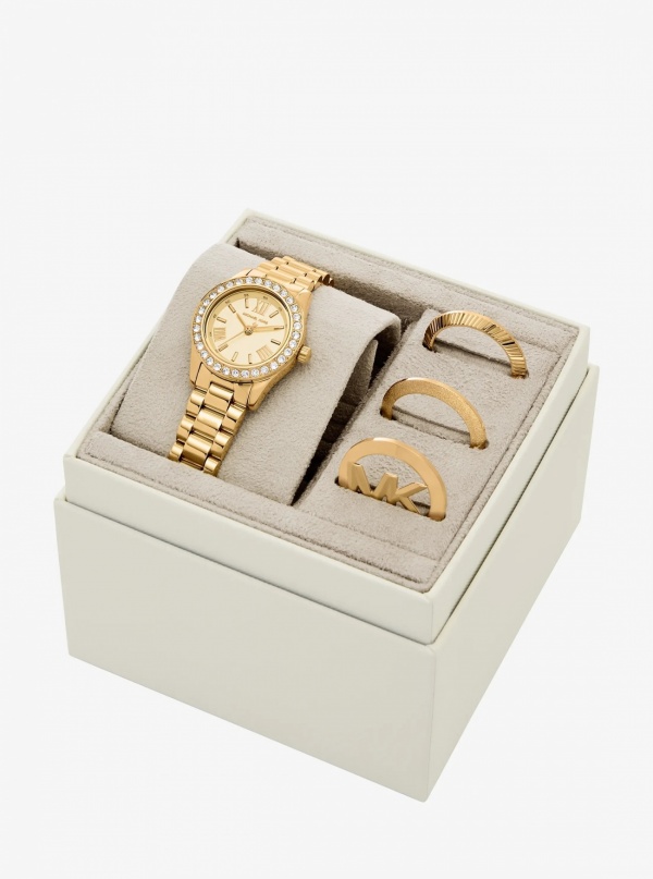 Michael Kors Lexington Brushed Gold-Tone Watch Gift Set