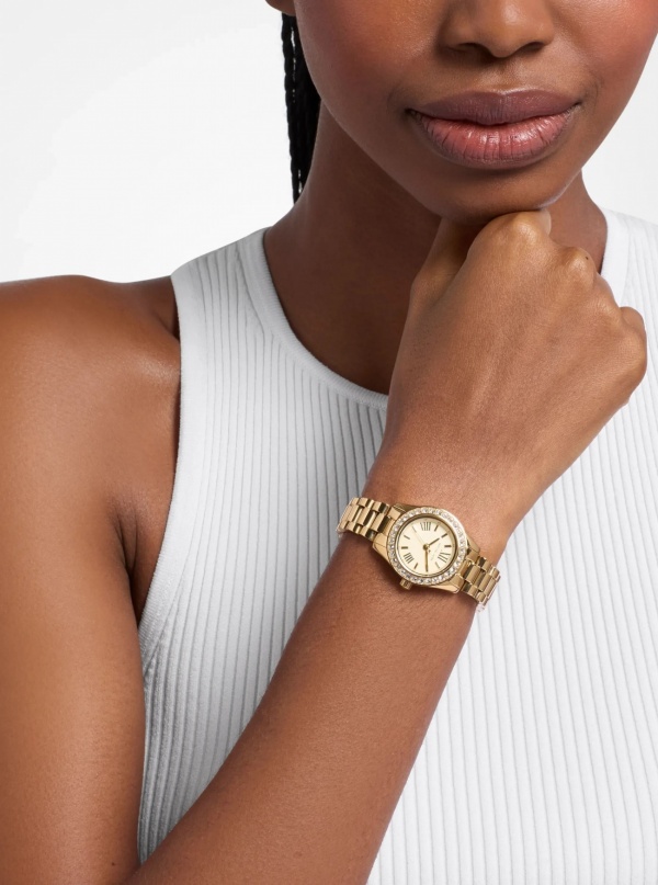Michael Kors Lexington Brushed Gold-Tone Watch Gift Set