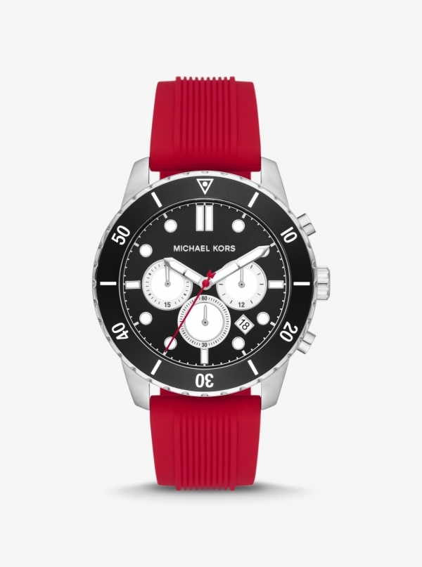 Michael Kors Oversized Cunningham Silver-Tone and Silicone Watch