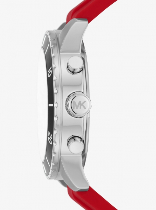 Michael Kors Oversized Cunningham Silver-Tone and Silicone Watch